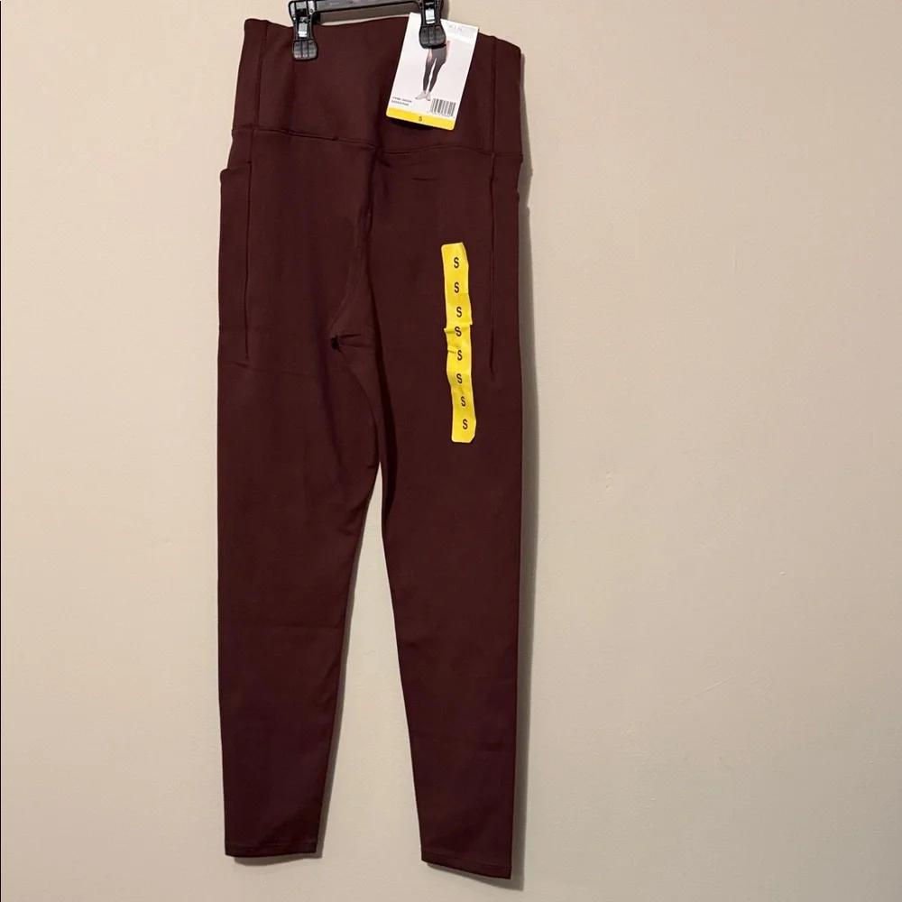 Danskin- deep burgundy-purple (sassafras)High-Waist Stretch Leggings - Picture 3 of 9